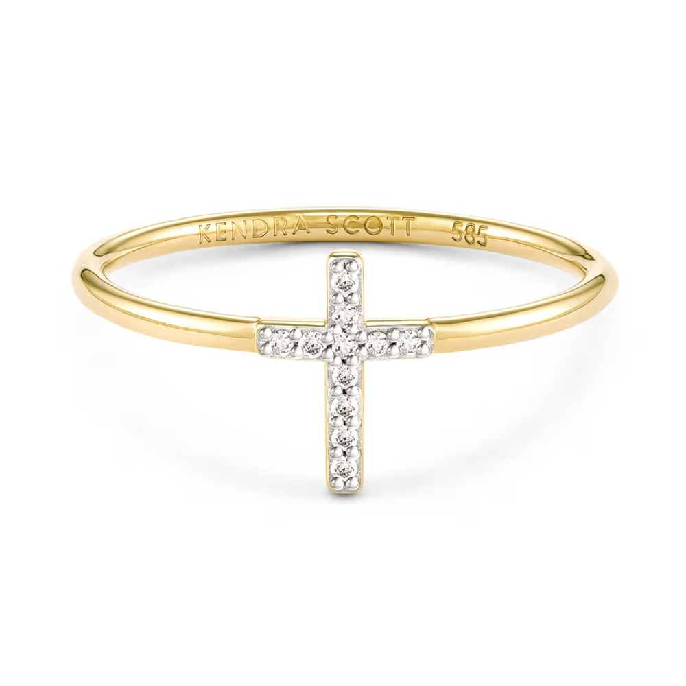Kendra Scott 14k Gold and Diamond Cross Ring Sz 6